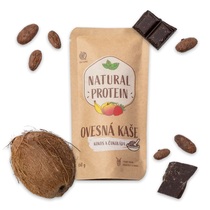Proteinová ovesná kaše - Kokos s čokoládou (60 g) 10 kusů