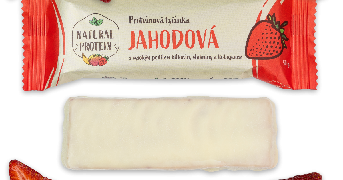 Proteinová tyčinka s kolagenem Jahodová 1 kus NaturalProtein.cz