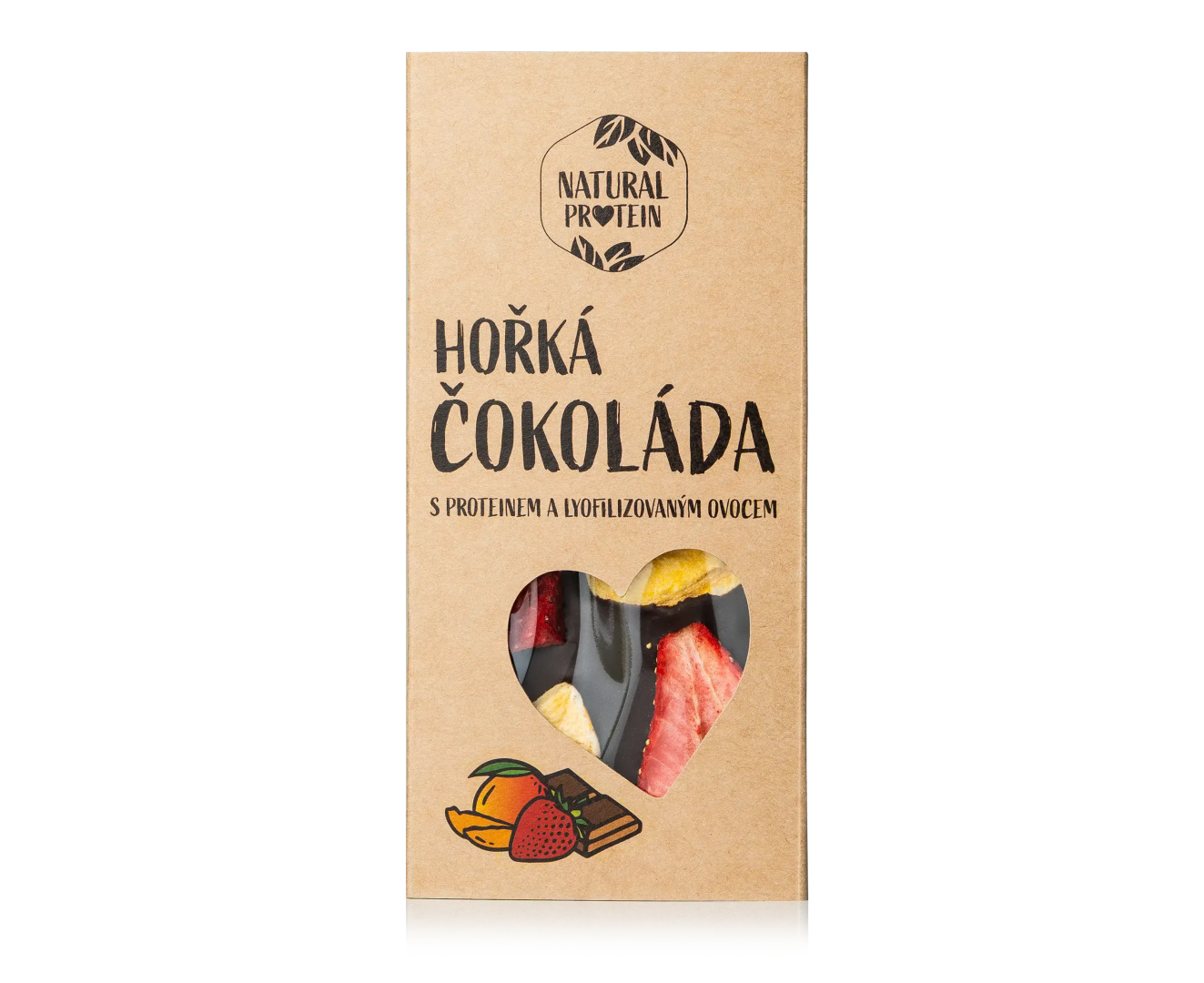 NaturalProtein Hořká čokoláda s proteinem a lyofylizovaným ovocem (85g)