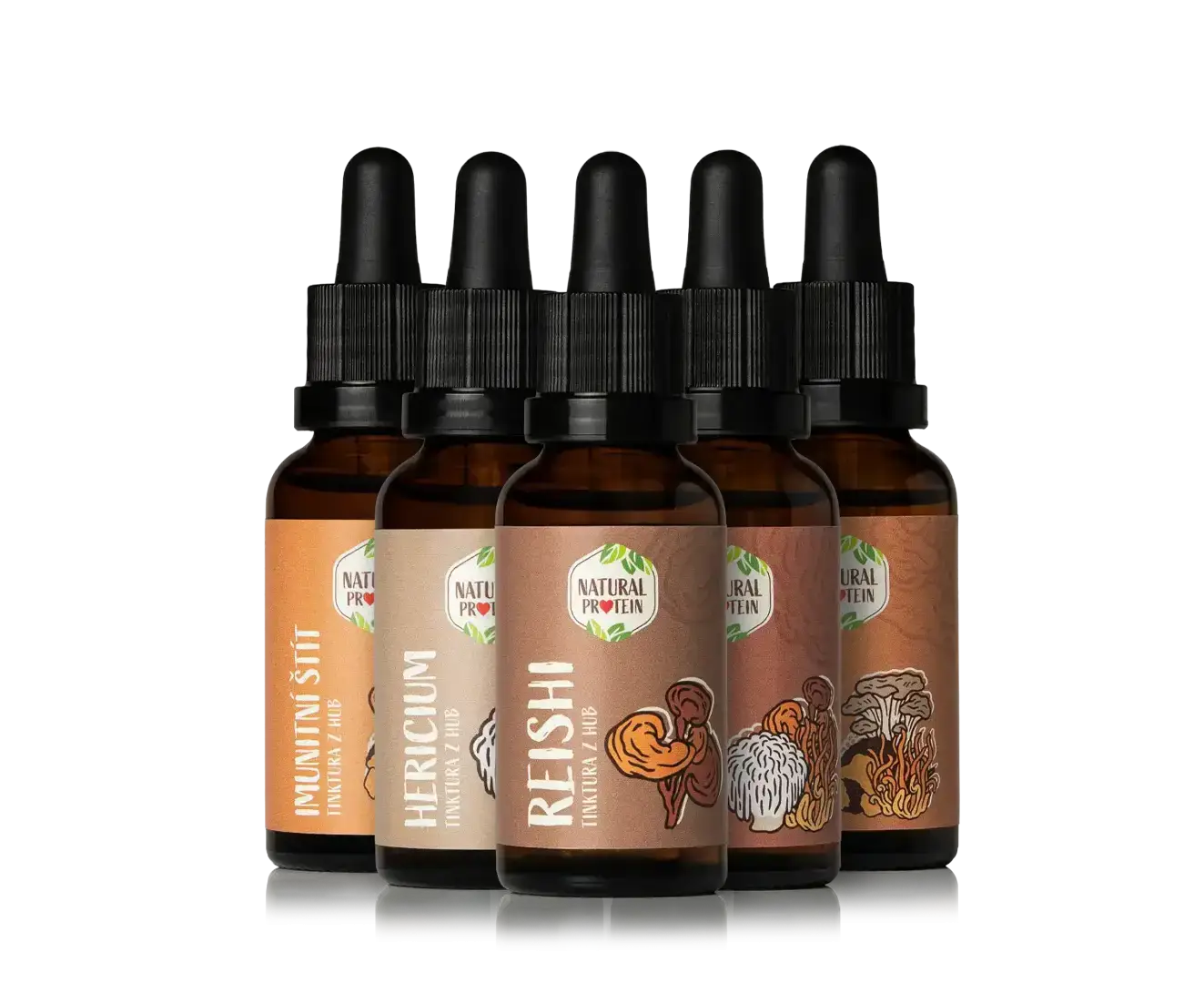 NaturalProtein Tinktury Houbové 5 ks (zvýhodněné balení – slož si sám)