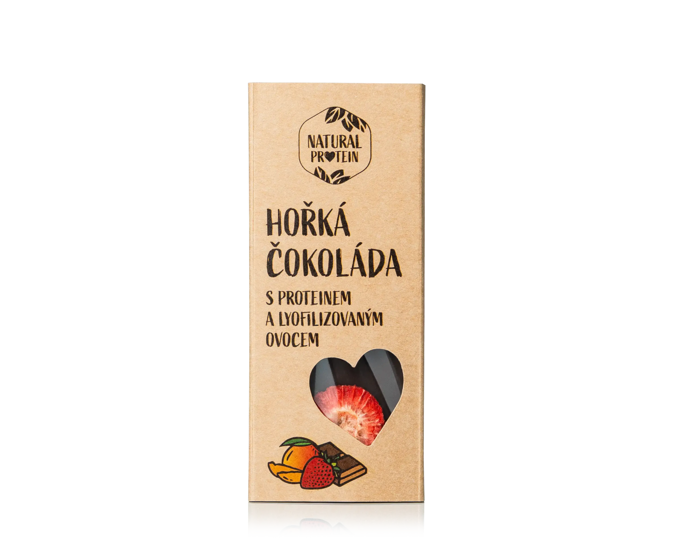 NaturalProtein Hořká čokoláda s proteinem a lyofylizovaným ovocem (30g)