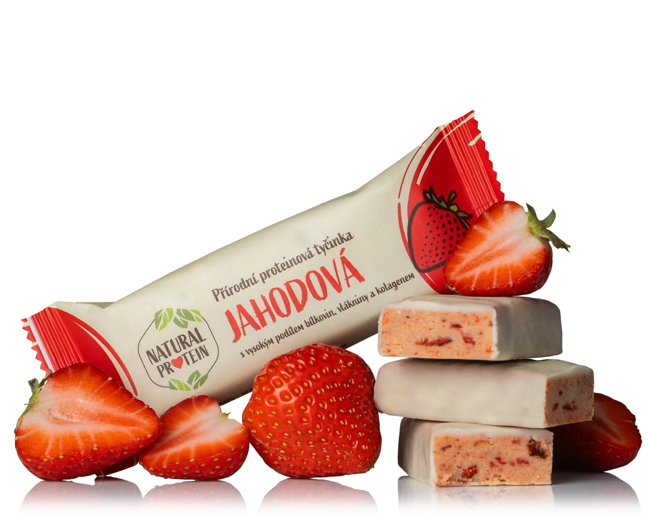 NaturalProtein Proteinová tyčinka s kolagenem Jahodová