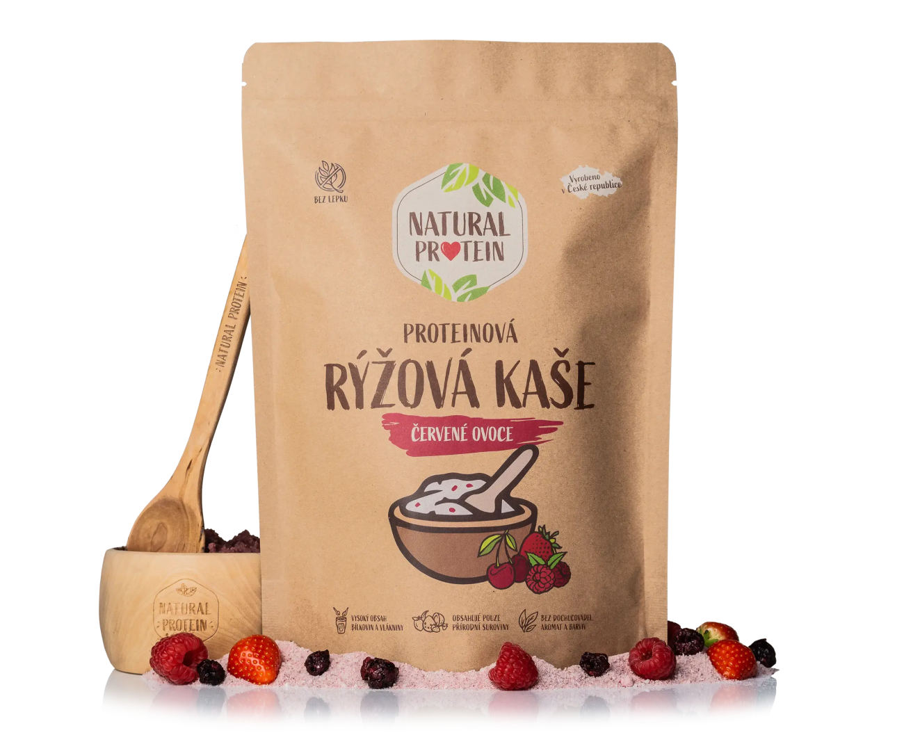 NaturalProtein Proteinová rýžová kaše Červené ovoce