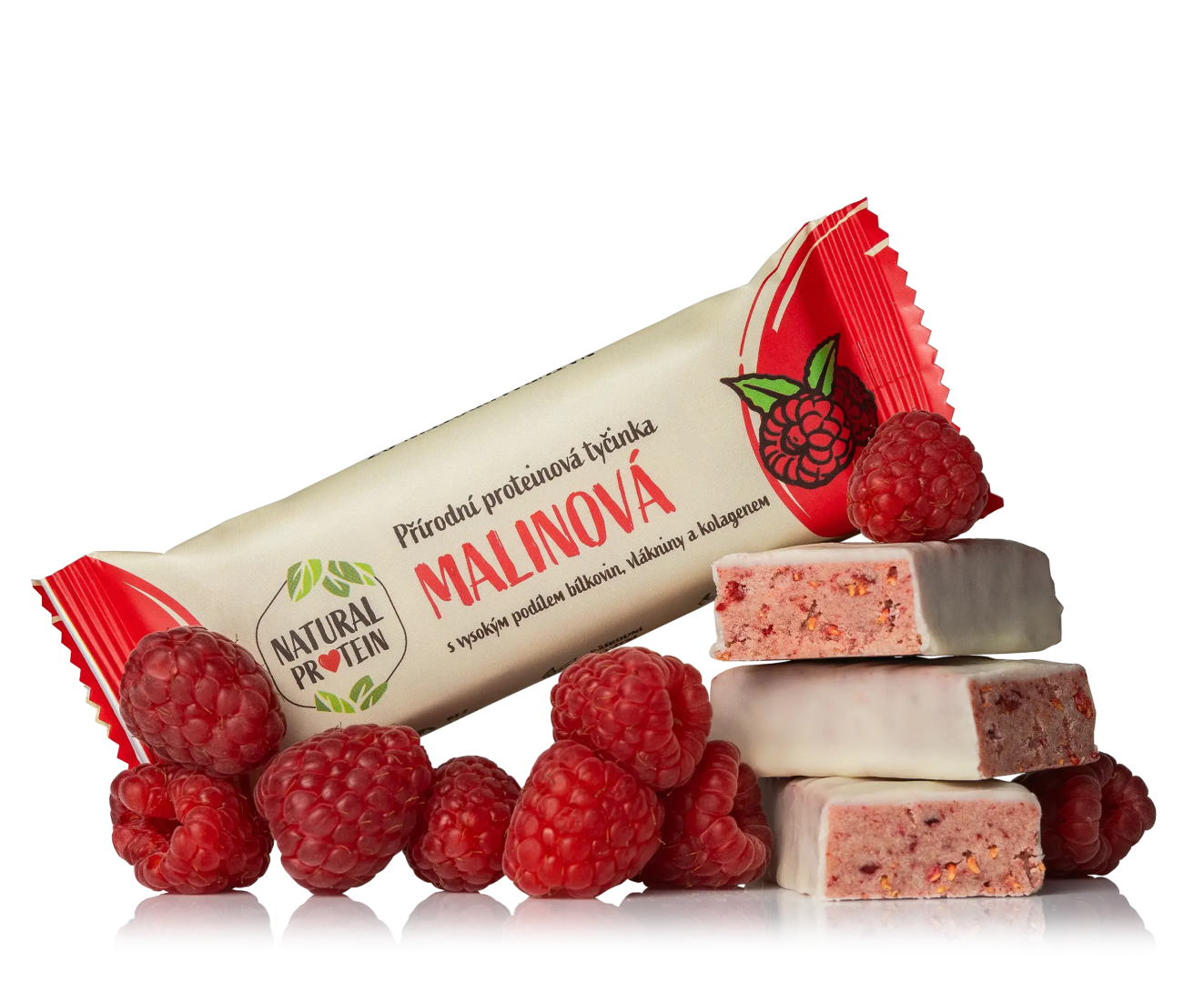 NaturalProtein Proteinová tyčinka s kolagenem Malinová