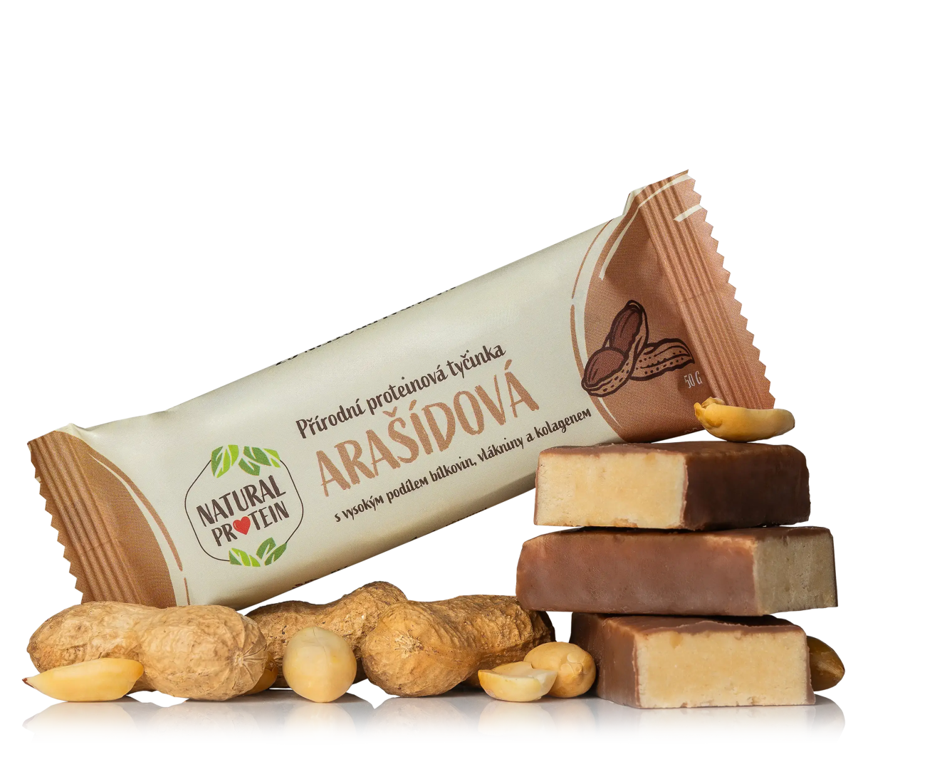 NaturalProtein Proteinová tyčinka s kolagenem Arašídová