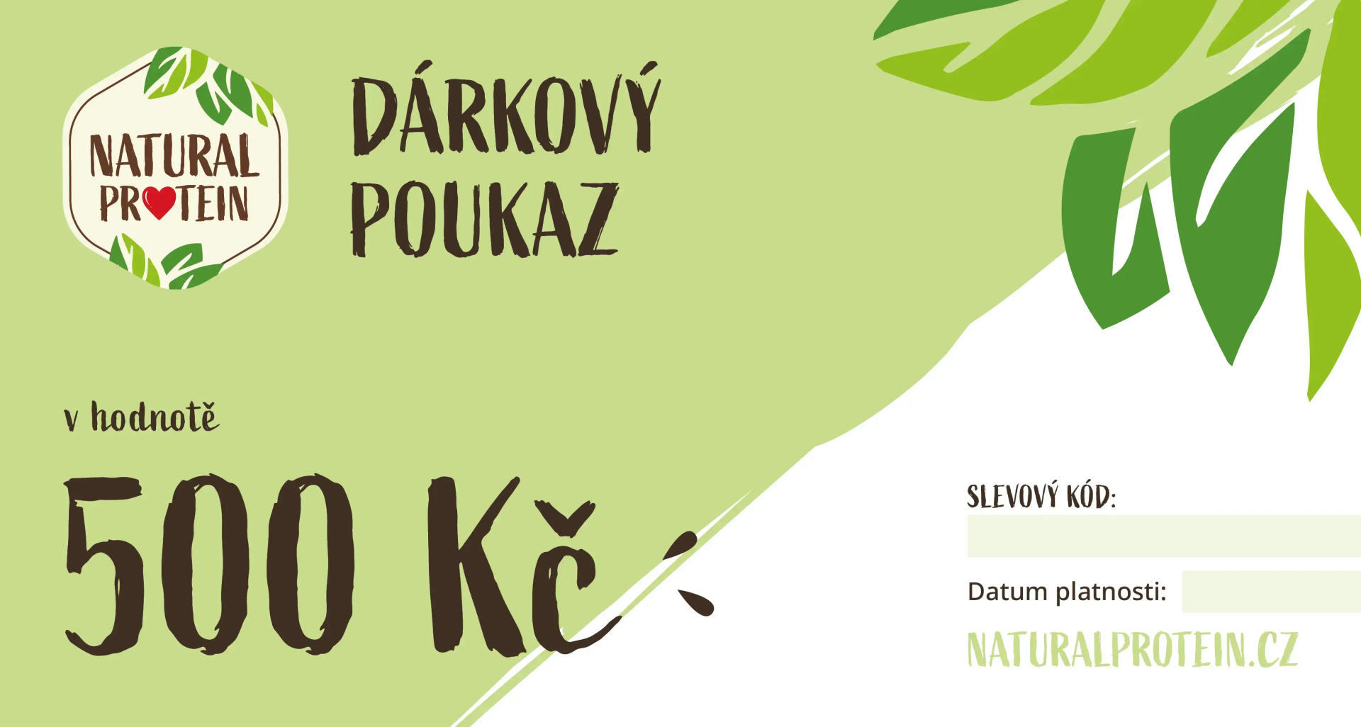 NaturalProtein Dárkový poukaz 500 / 1000 / 2000 kč (online)
