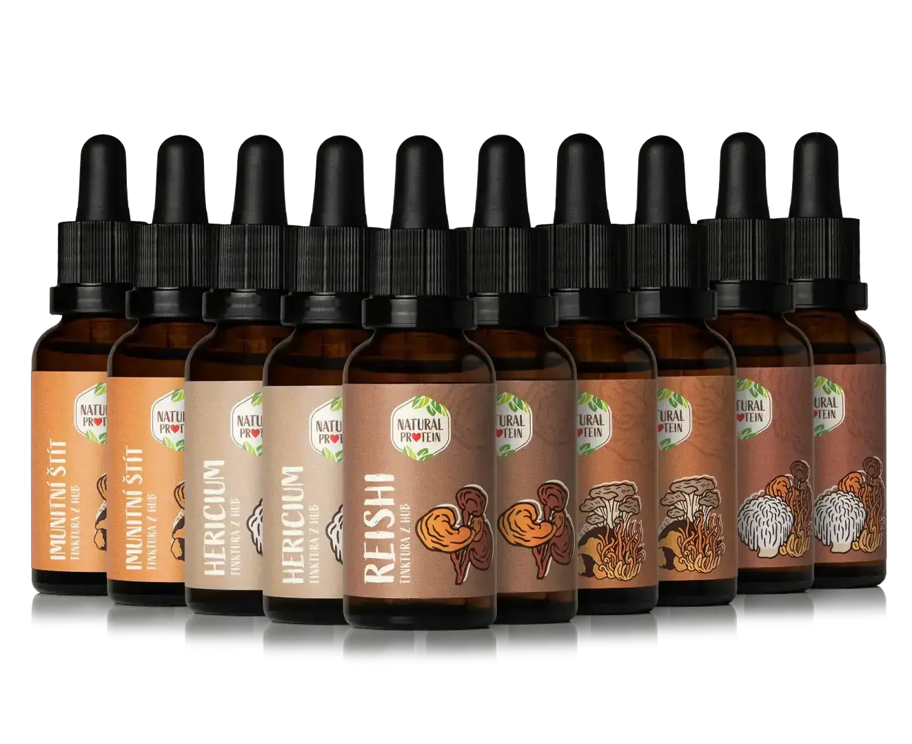 NaturalProtein Tinktury Houbové 10 ks (zvýhodněné balení – slož si sám)