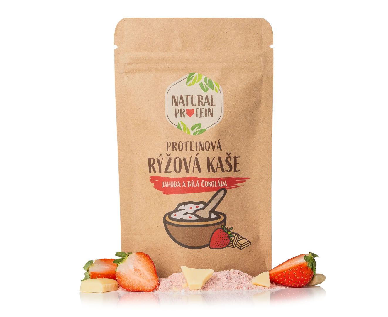 NaturalProtein Proteinová rýžová kaše Jahoda a bílá čokoláda (60 g)
