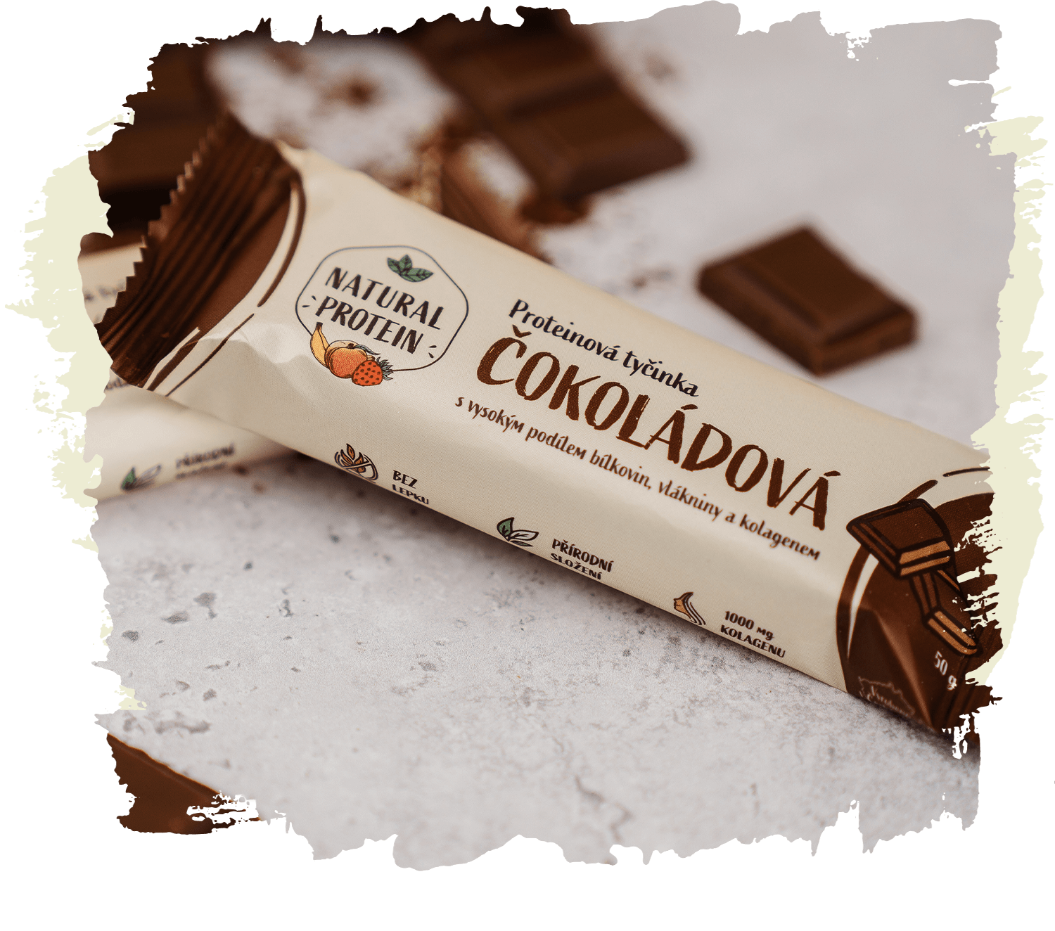 Proteinová tyčinka s kolagenem - Čokoládová 1 kus | NaturalProtein.cz